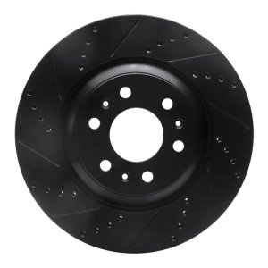Cadillac SRX Brake Rotor (1) - Front Left - R1 Concepts - Drilled & Slotted - Black - `04-`09